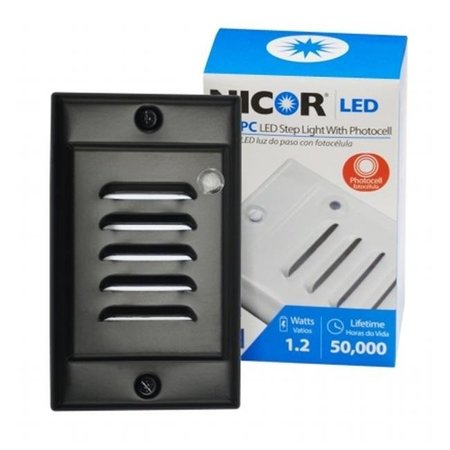 NICOR LIGHTING NICOR Lighting STP-10-120-VBK-PC LED Step Light with Photocell Sensor - Black Vertical Faceplate STP-10-120-VBK-PC